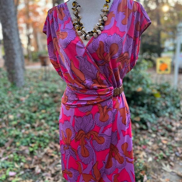 TIBI New York Pink & Lavender Print Wrap Dress, EUC, XS - Picture 7 of 10